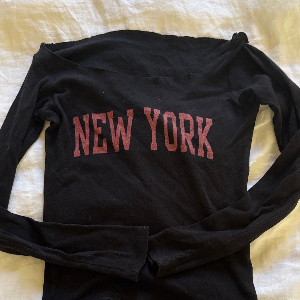 Brandy Melville Black Long Sleeve Tee with Red Print
